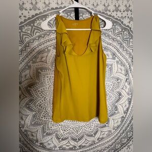 LOFT Women's Yellow Ruffle Blouse
